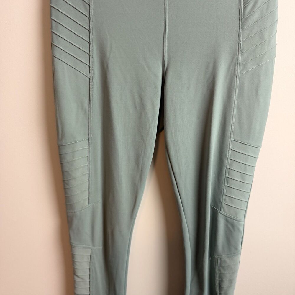 Athleta Delancey Moto Tight Leggings Women Small Green High Rise Zip Ankle 27” - Picture 7 of 16